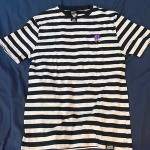 Broken promises embroidered striped T-shirt